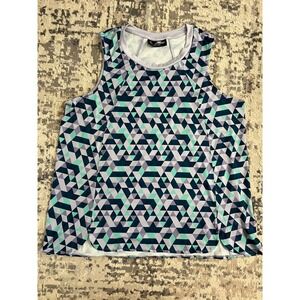 Crane Womens Geometric Triangle Print Sleeveless Activewear Tank Top Teal‎ Large